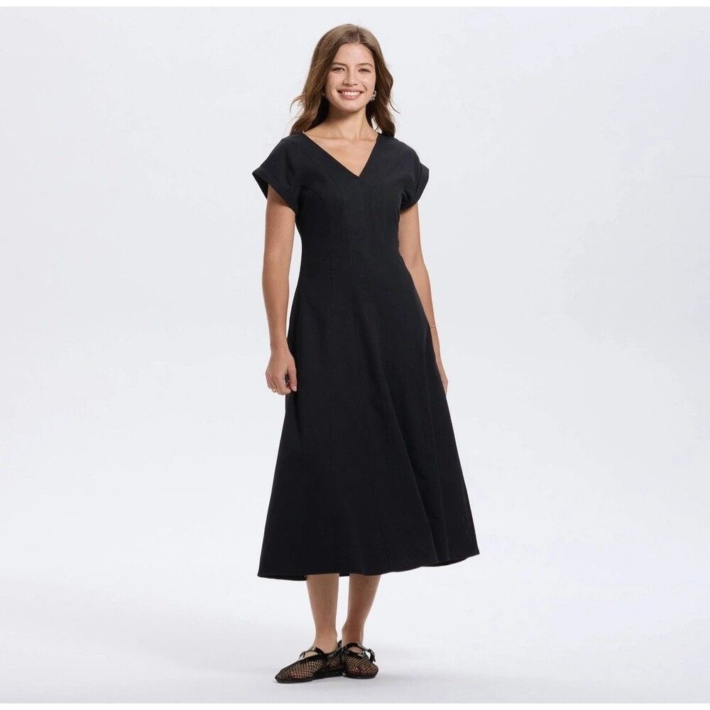 NWOT A New Day Women's Short Sleeve V-Neck Midi A-Line Dres - Size XXL